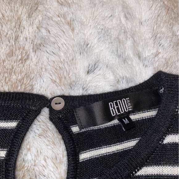 Bedo Striped Long Sleeve Sweater Dress - Black & White - Picture 3 of 4